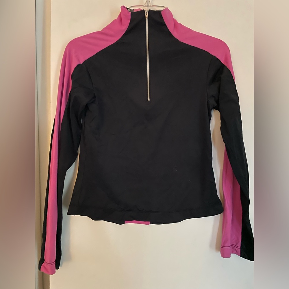 Activewear Sport Top Long Sleeve 1/4 Zip Black/Pink